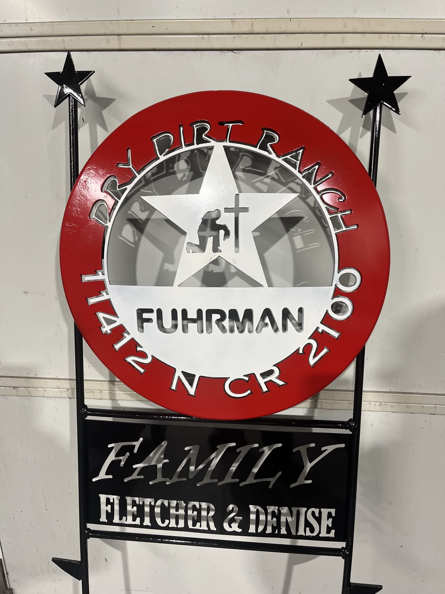 Metal sign with Dry Dirt Ranch custom design.