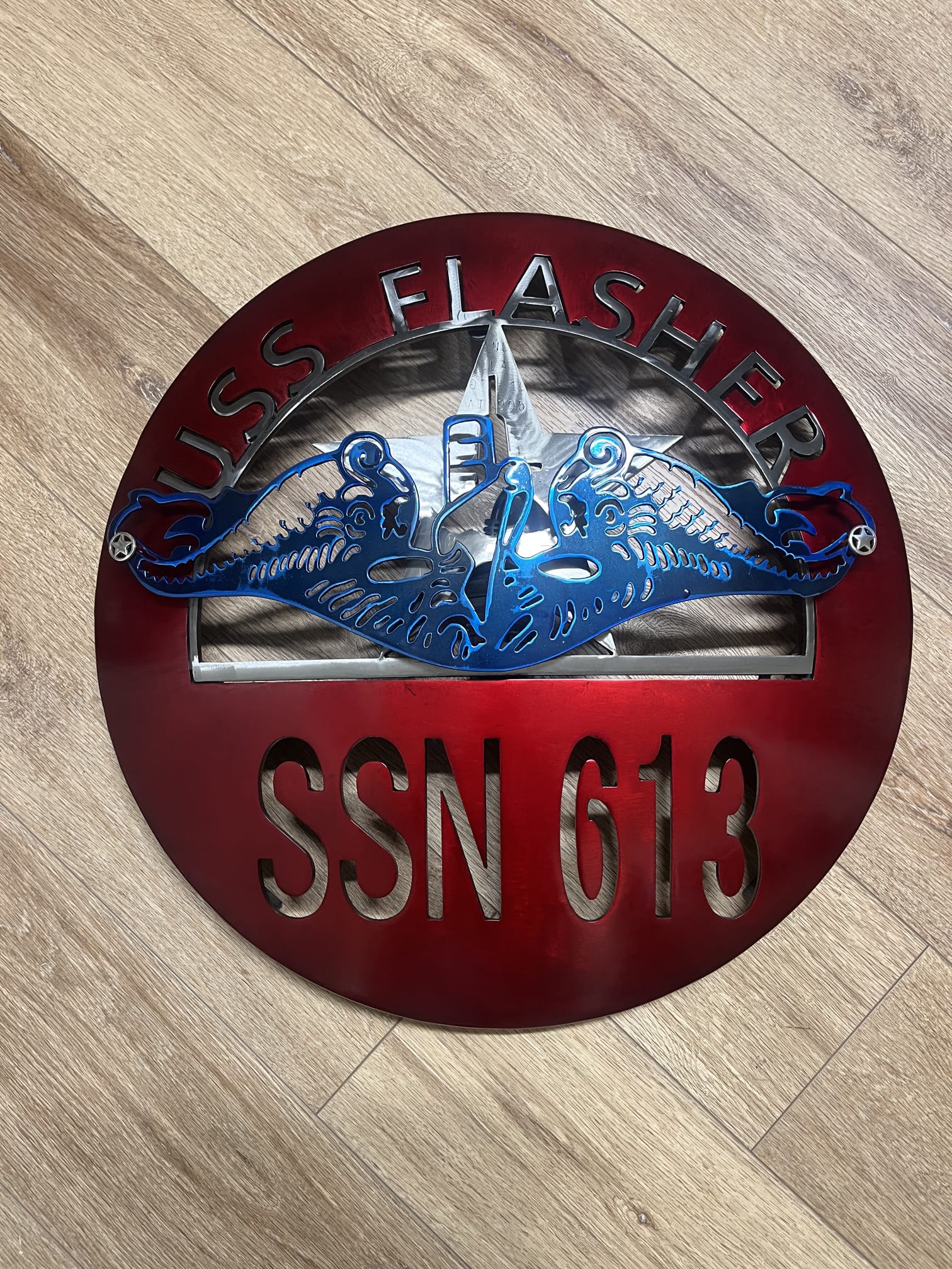 USS Flasher personalized metal sign.